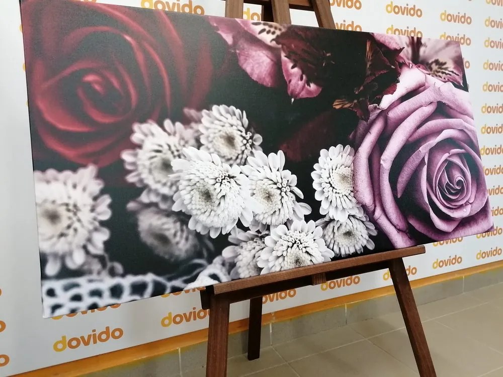 Stampa su tela – Bouquet di rose in stile retrò