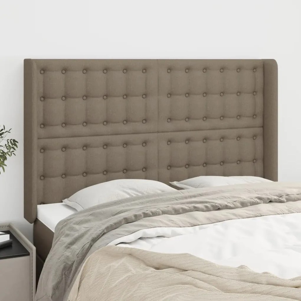 Testiera Ad Orecchio Tortora 147x16x118/128 Cm İn Tessuto /
