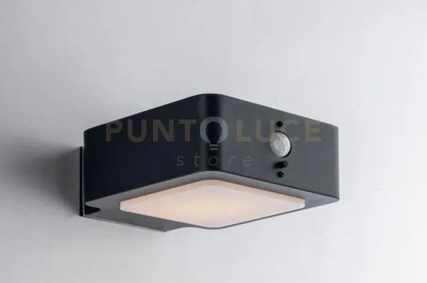 Applique led ted antracite 3w 300lm 4000k pannello solare e sensore...