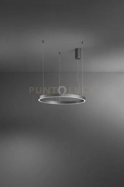 Sospensione in metallo e alluminio grigio etere d.81cm biemissione...