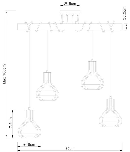 Globo 15388-4D - Lampadario su filo CLASTRA 4xE27/60W/230V