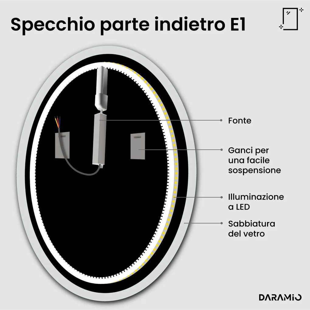 Specchio rotondo con luce LED E1