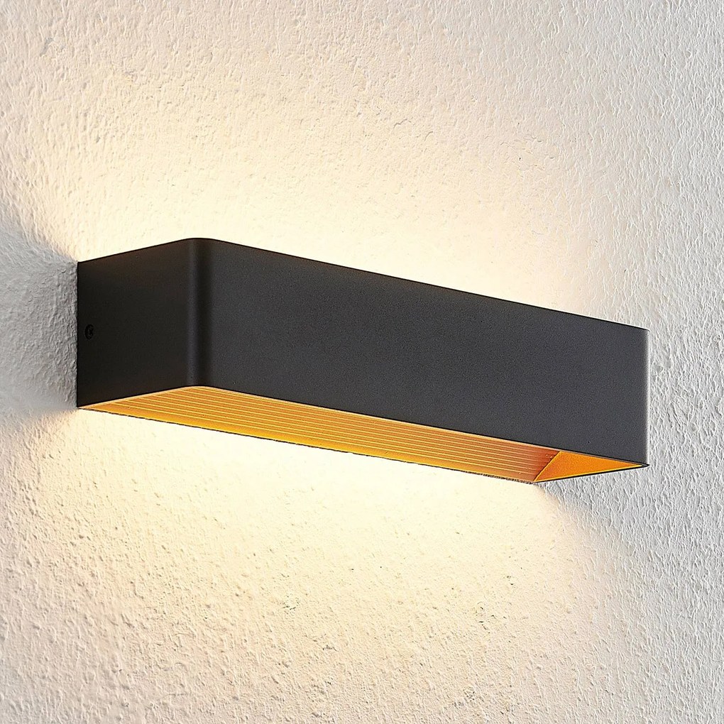 Arcchio Applique a LED Karam, 37 cm, nero, metallo, up/down