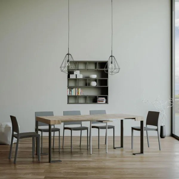 Consolle allungabile multiposizione TECNO SMALL Quercia telaio antracite 10 Posti