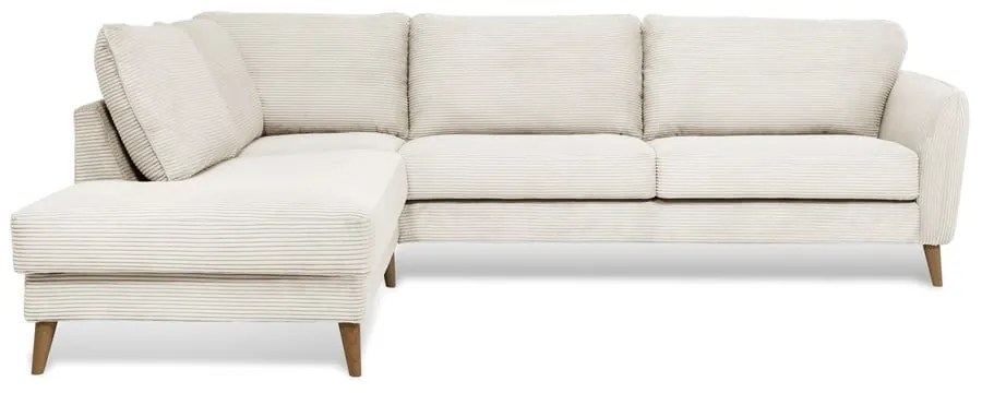 Divano angolare in velluto a coste bianco (angolo sinistro) Paris - Scandic