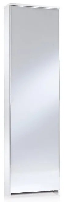 Scarpiera a specchio  1 anta doppia profondità L 50 x H 178 x P 18 cm 10 paia, bianco