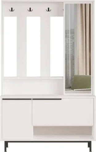 Mobile Da Ingresso Con Scarpiera Appendiabiti E Specchio Orientabile Ocean Bianco