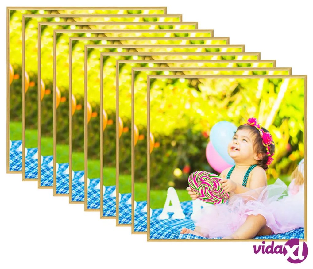 vidaXL Cornici Foto Collage 10 pz per Parete o Tavolo Oro 20x20cm MDF