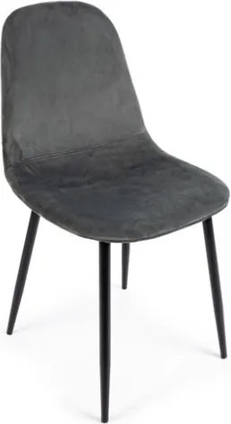 Sedie Da Interno In Velluto Imbottite Grigio Scuro Gambe Nere Irelia Bizzotto - 4 Pz