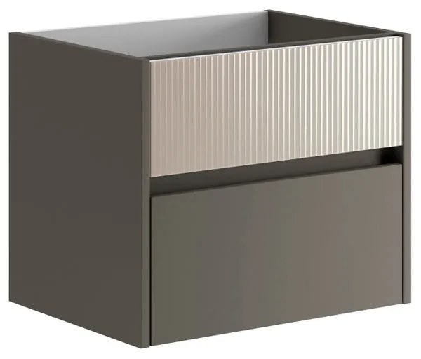 Mobile da bagno sotto lavabo Niwa grigio laccato opaco L 59.5 x H 50 x P 45.5 cm 2 cassetti, lavabo non incluso