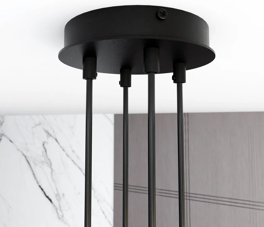 Lampadario a Sospensione in Acciaio GX53 MODUS 4 Nero 4xGX53