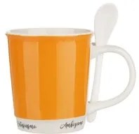 Mug arancione 400 ml con cucchiaino