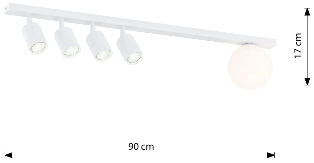 Plafoniera Minimal 5 Luci Baster In Acciaio Bianco E14+Gu10