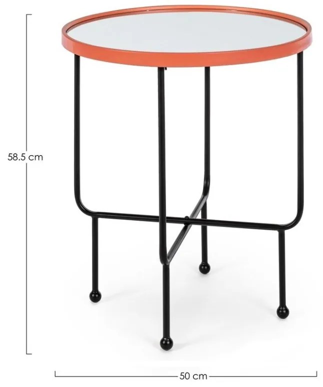 Tavolino PAINTER con piano a specchio colore arancione