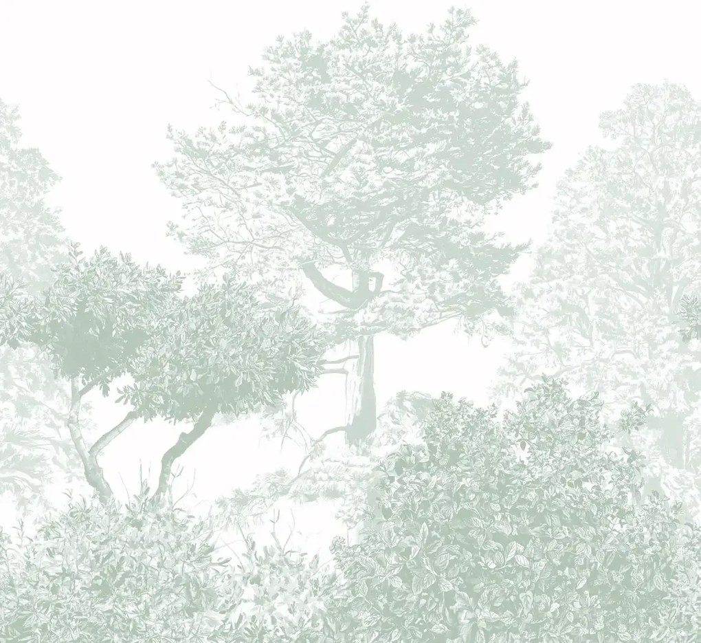 Sian Zeng Carta da parati panoramica Hua Trees - Dusty Green