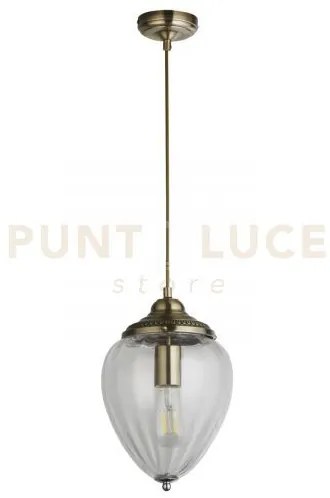 Pendente mosca - metallo ottone anticato e vetro rigato
