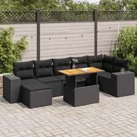 Set Divani da Giardino con Cuscini 8 pz Nero in Polyrattan 3327401