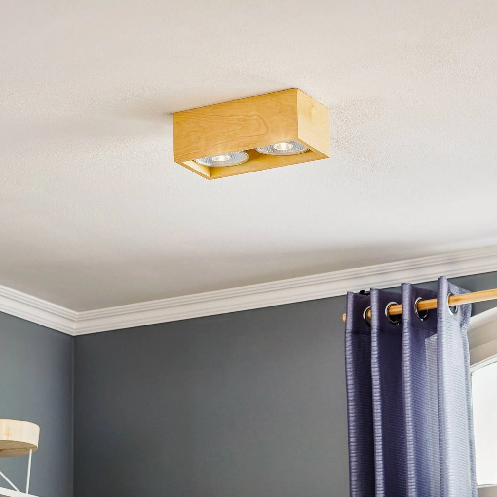 SOLLUX LIGHTING Faretto da soffitto Solana in legno angolare a 2 luci
