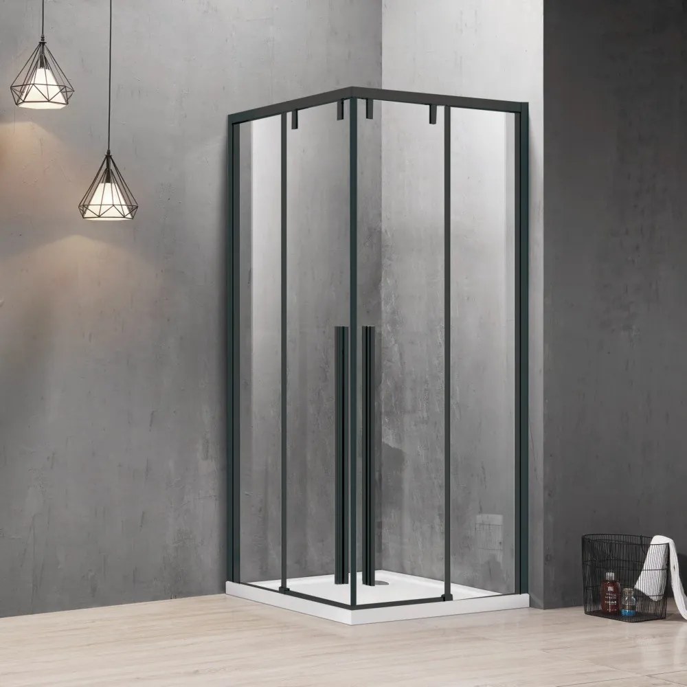 Box doccia 90x120 profili neri doppio scorrevole vetro 8mm | KSA1000B - KAMALU