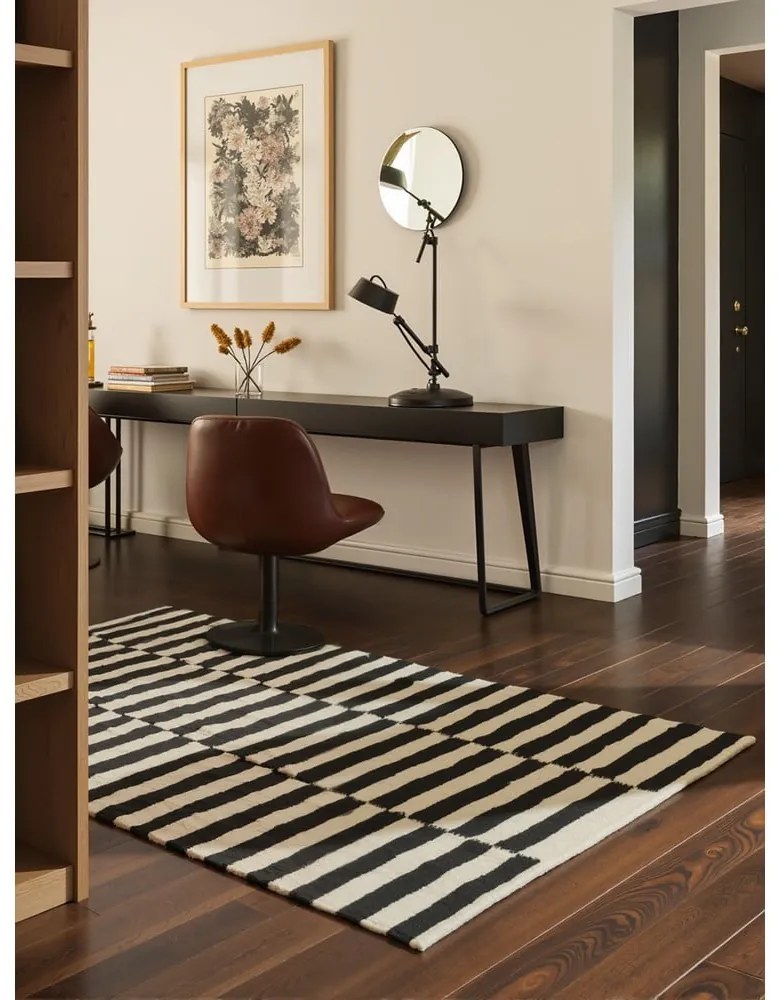 Tappeto bianco e nero in lana reversibile/tessuto a mano 160x230 cm Donna – Hanse Home