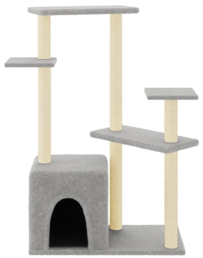 Albero per gatti con tiragraffi in sisal grigio chiaro 107,5 cm