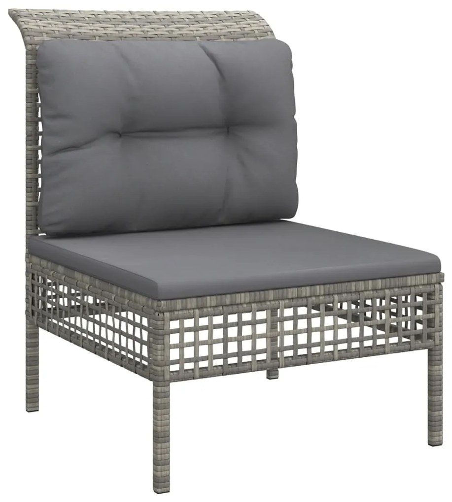 Set Divani da Giardino 5 pz con Cuscini in Polyrattan Grigio