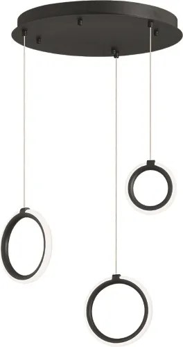 Lampada a sospensione in metallo verniciato 3 Luci NERO a Led PINTA 35 cm