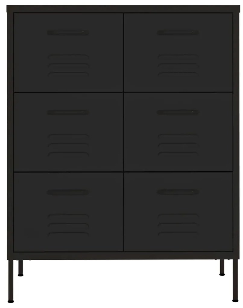 Cassettiera nera 80x35x101,5 cm in acciaio