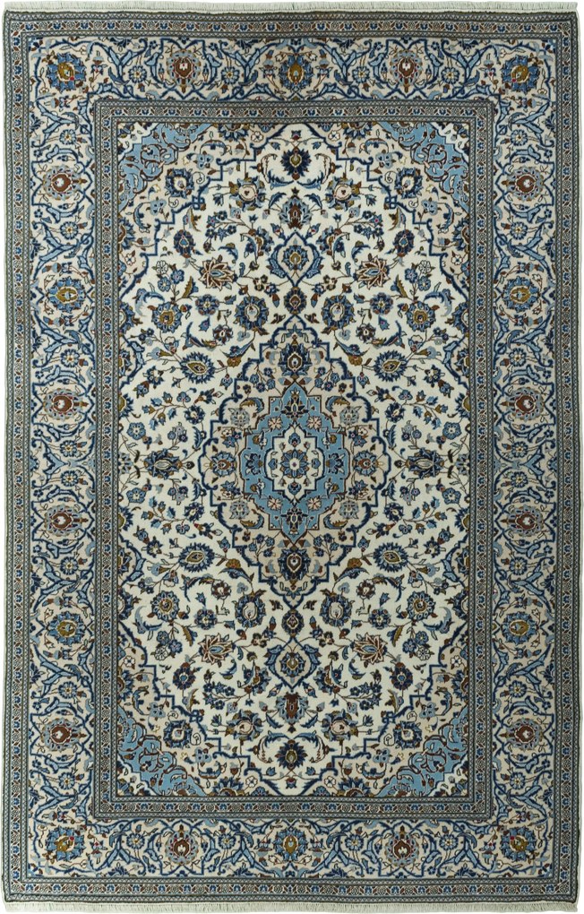 Kashan Tappeto 310 x 200 Beige (Iran) Annodato A Mano