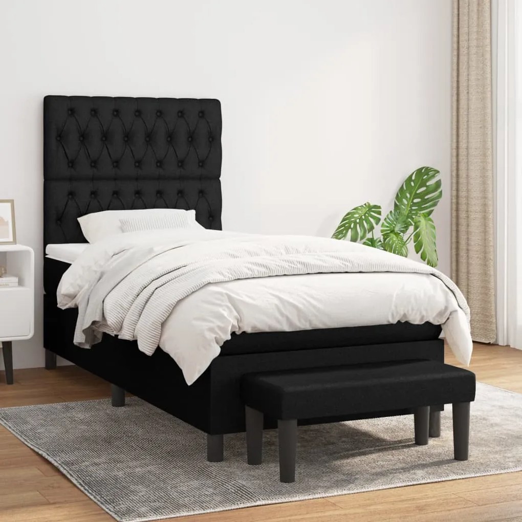 Giroletto A Molle Con Materasso Nero 100x200 Cm İn Tessuto /