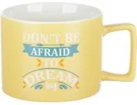 Tazza mug scritta 450 ml in porcellana giallo opaco