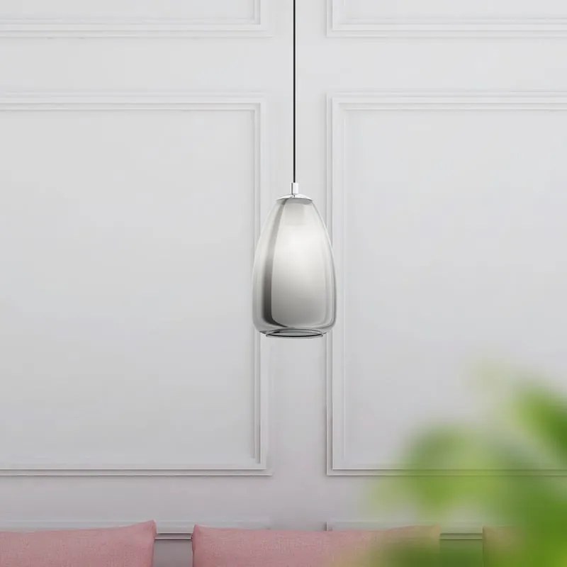 Lampadario Glamour Alobrase nero paralume nero E27 Ø20cm EGLO