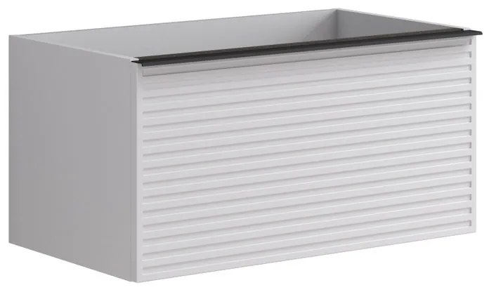 Mobile da bagno sotto lavabo Pixel stripes bianco e maniglia alluminio nero laccato opaco L 80 x H 40 x P 45.5 cm 1 cassetto, lavabo non incluso