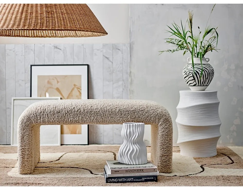 Panca crema in tessuto bouclé Bobbie - Bloomingville