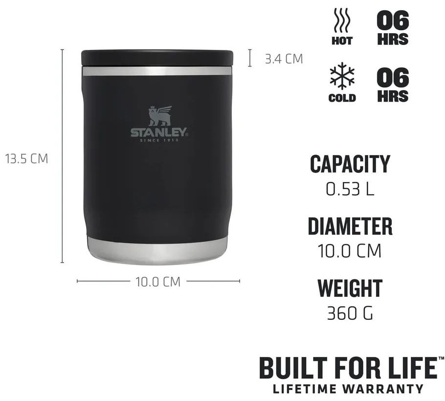 Borraccia termica nera in acciaio inox 530 ml Adventure To-Go Black – Stanley