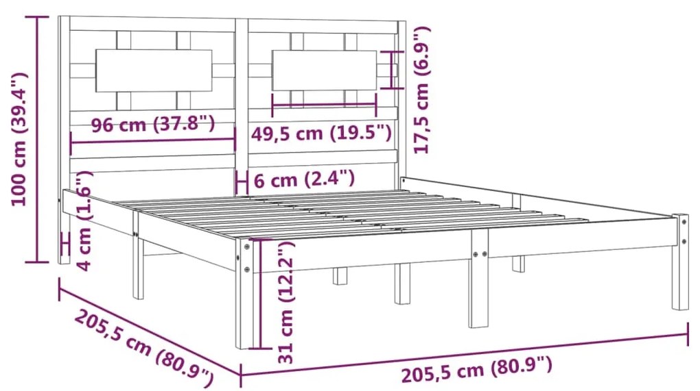 Giroletto Bianco in Legno Massello di Pino 200x200 cm