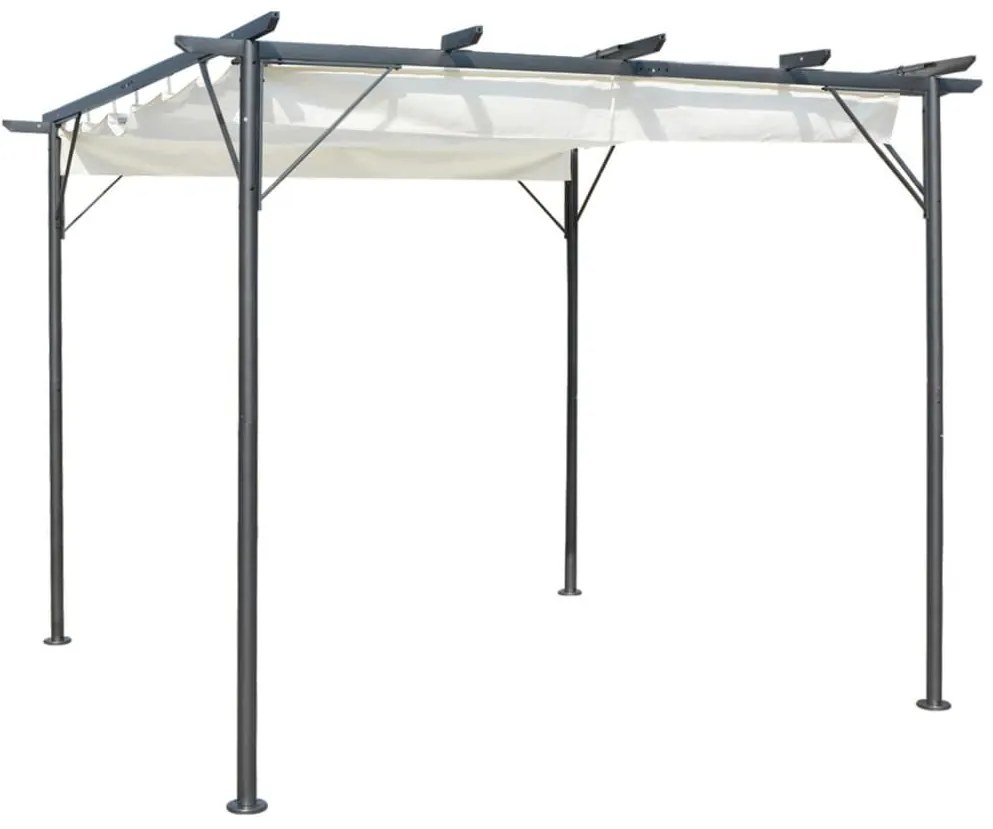 Pergola Da Giardino Tetto Retrattile Bianco Crema 3x3 M Acciaio /