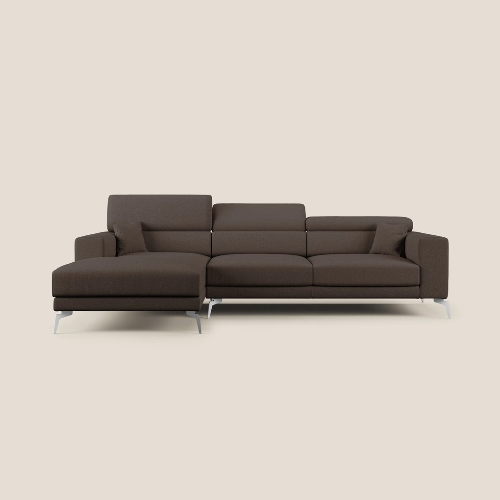 Blade Divano moderno angolare con poggiatesta reclinabili in tessuto impermeabile simil-cotone T13
