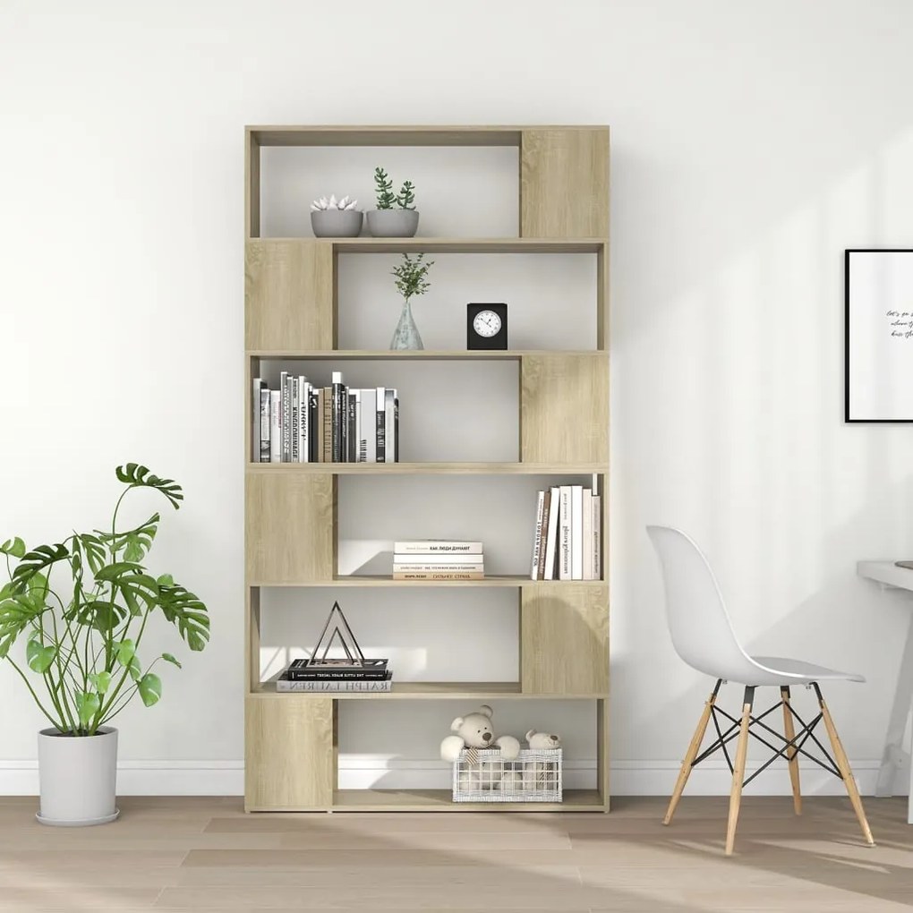 Libreria/divisorio rovere sonoma 100x24x188 cm