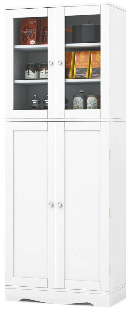 Costway Dispensa da cucina con ripiani anta e doppia porta in vetro temperato, Armadio indipendente
