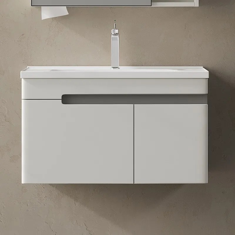 Kamalu - Mobile bagno 80 cm lavabo integrato e specchio contenitore | KAM-NS80