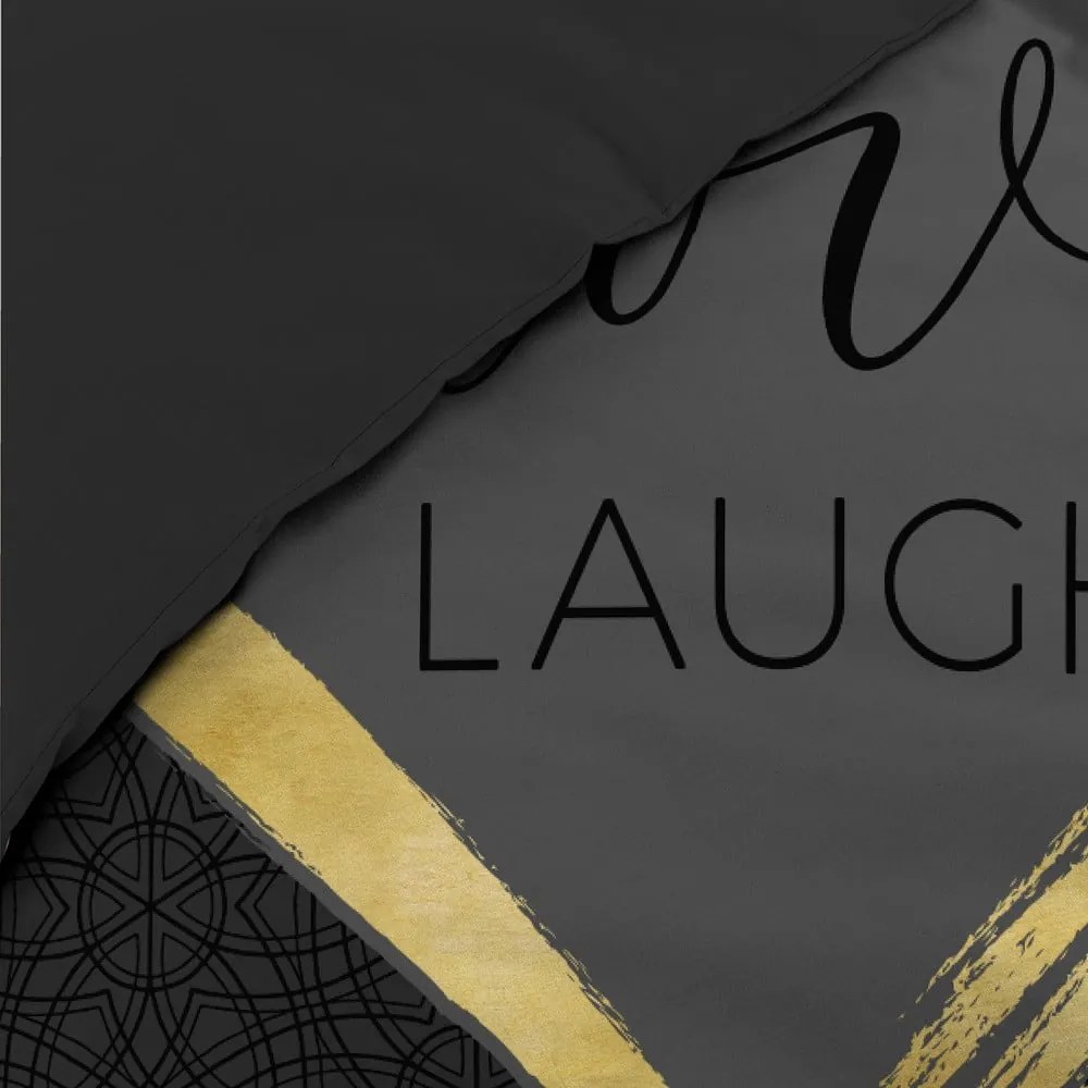 Set copripiumino e federa nero in cotone per letto matrimoniale 200x200 cm Crazy Love – douceur d'intérieur