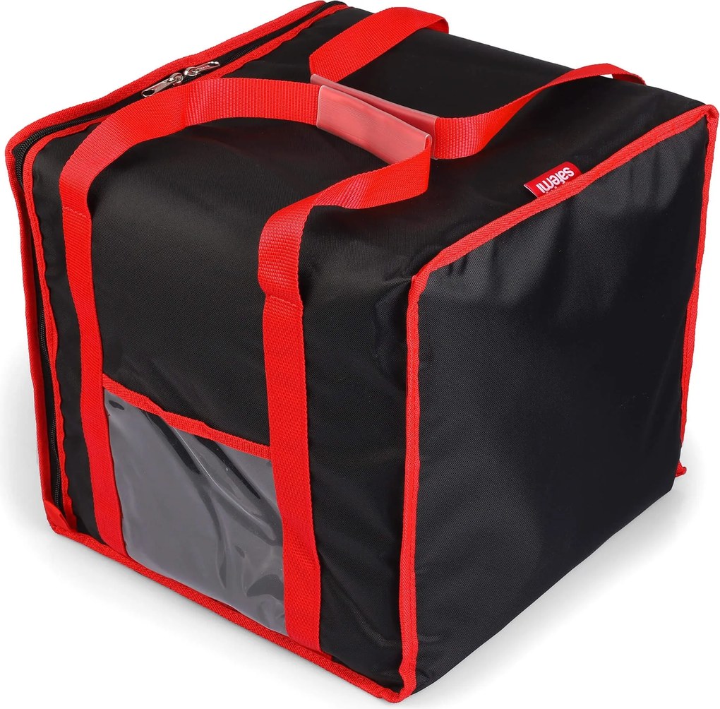 Borsa Termica Porta Pizze da Asporto 8/10 Cartoni Safemi Express 10 Nera e Rossa...