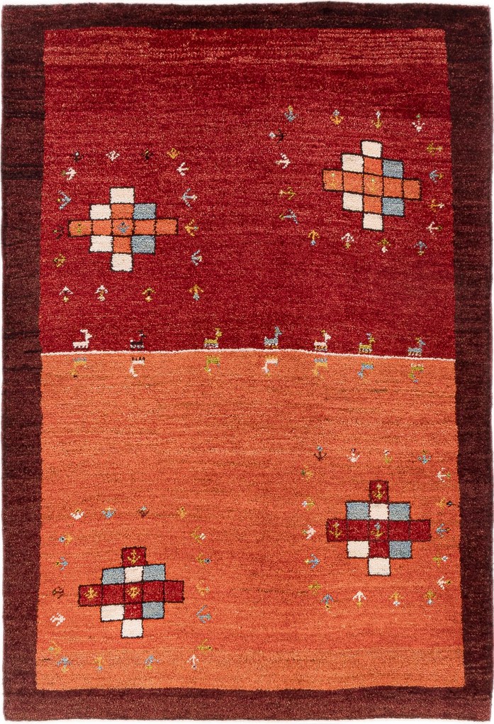 Gabbeh Tappeto 180x120 Rosso (Iran) Annodato A Mano