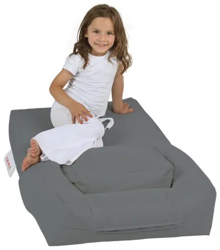 Pouf con poggiapiedi 65x40 cm grigio