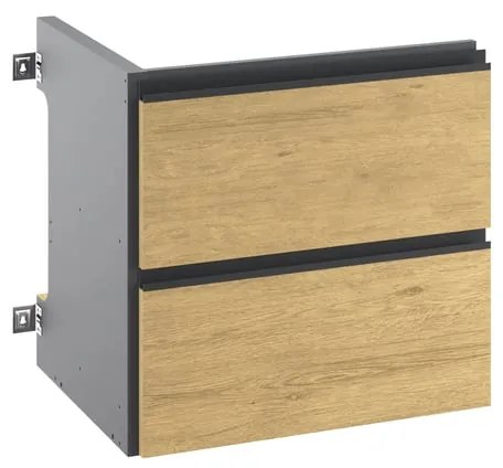 Estensione per mobile da bagno2 cassetti rovere liscio L 60 x H 58.8 x P 48.1 cm
