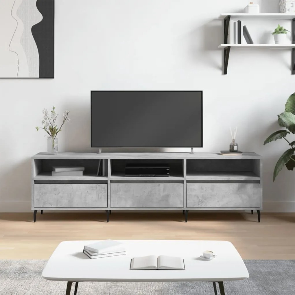 Mobile tv grigio cemento 150x30x44,5 cm legno multistrato