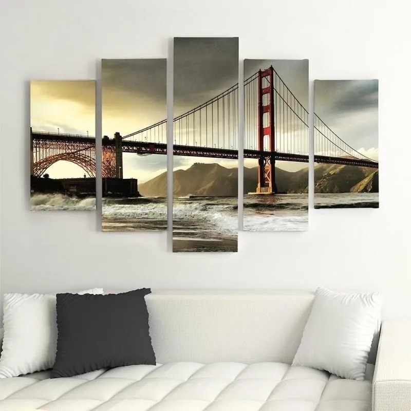 Quadro su tela 5 pannelli Ponte del Golden Gate  Dimensioni Tappeti 100x70