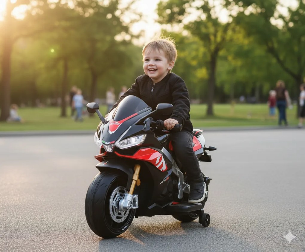 Moto Elettrica per Bambini 24V con Licenza Aprilia RSV4 BIG Nera...