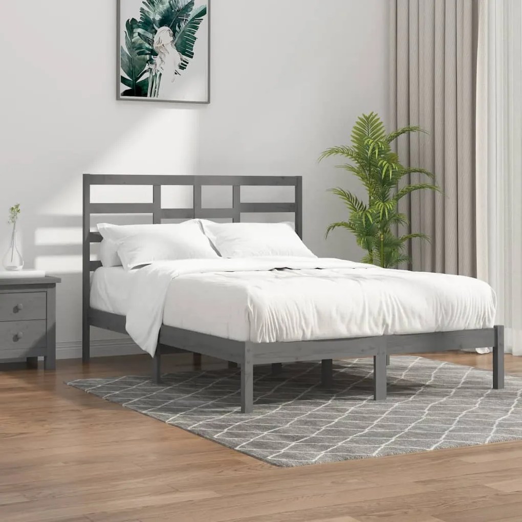 Giroletto Grigio İn Legno Massello 135x190 Cm Double /